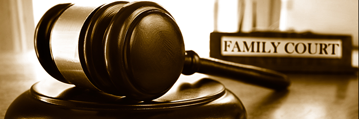 Gavel next to family court sign.